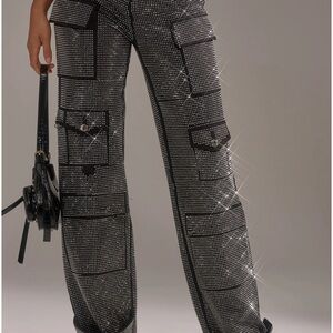 AKIRA AMMO BONNE SOIREE RHINESTONE CARGO PANTS